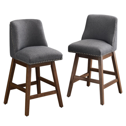 Upholstered Swivel Bar Stools for Kitchen Island (Set of 2)