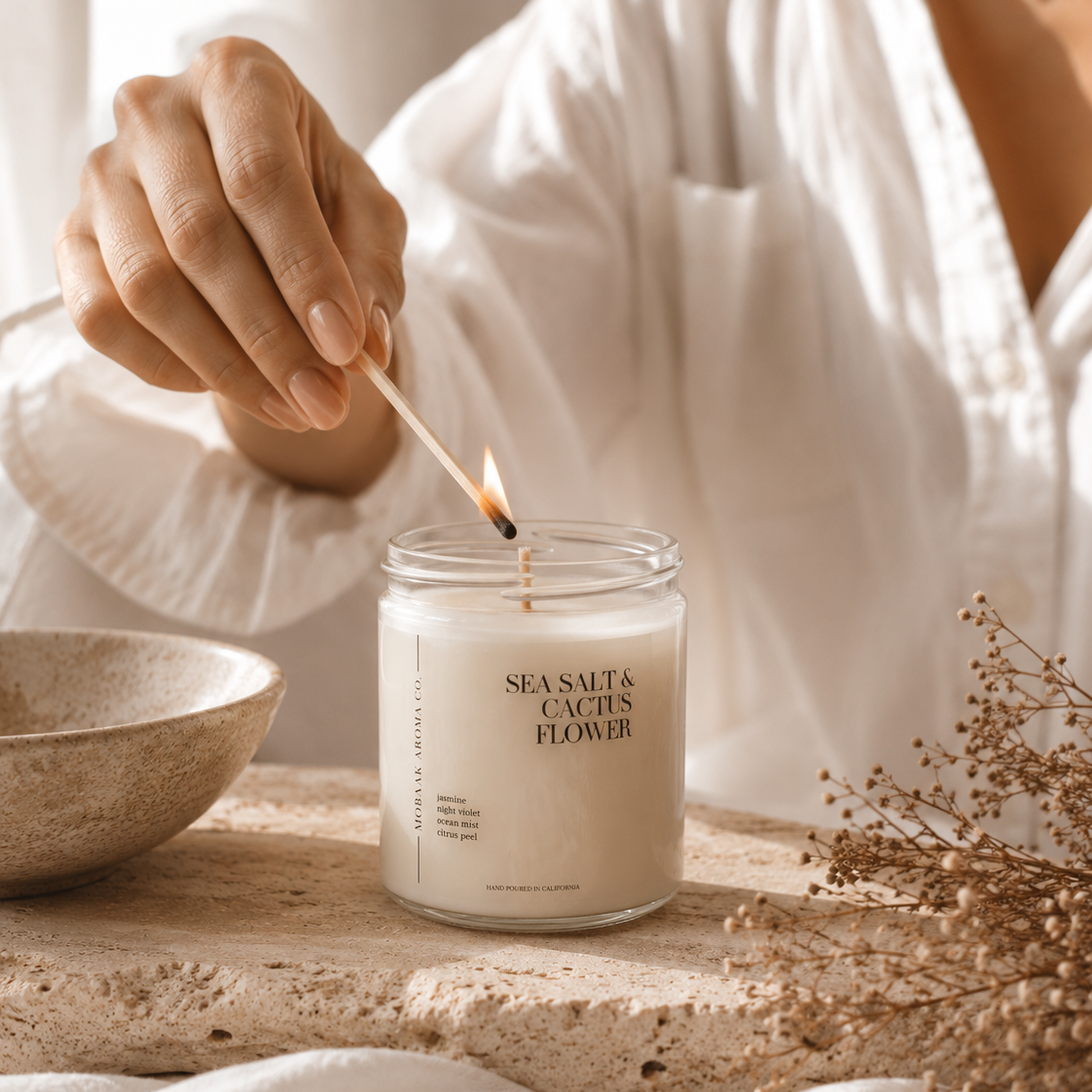 Sea Salt & Cactus Flower Soy Candle | CALLISTA