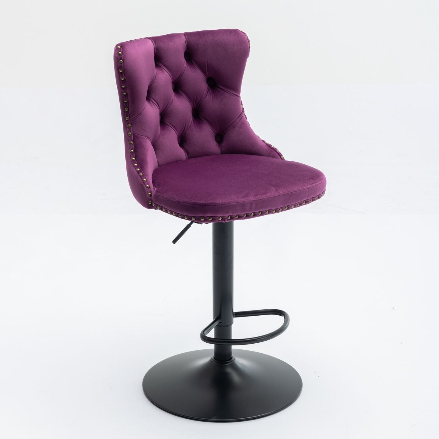 Tufted Velvet Swivel Adjustable Bar Stools (Set of 2)