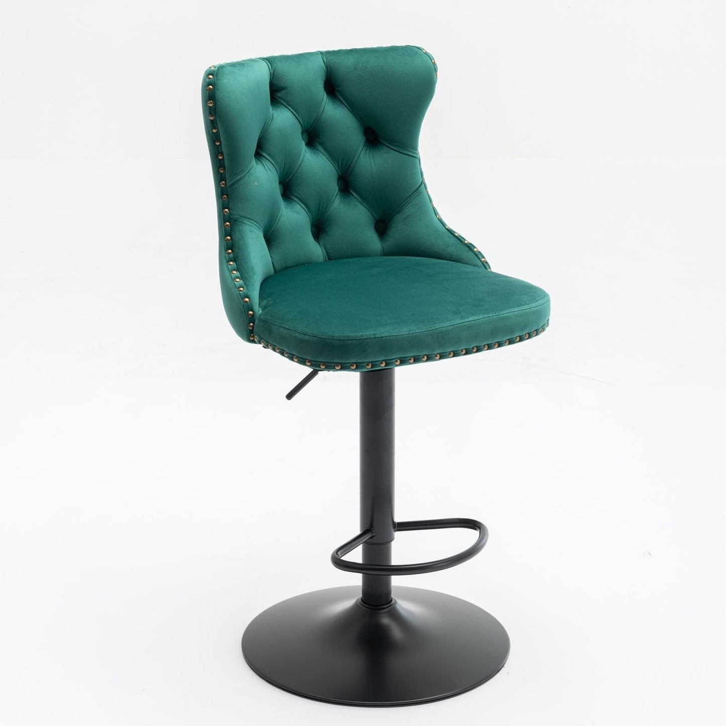 Tufted Velvet Swivel Adjustable Bar Stools (Set of 2)