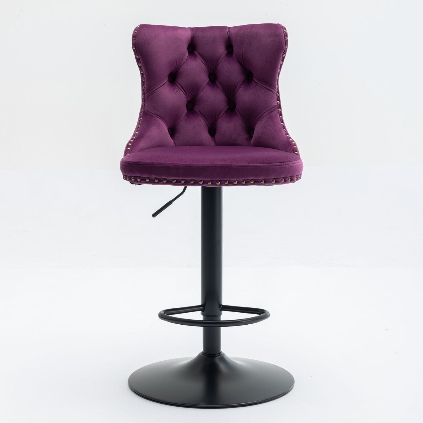 Tufted Velvet Swivel Adjustable Bar Stools (Set of 2)