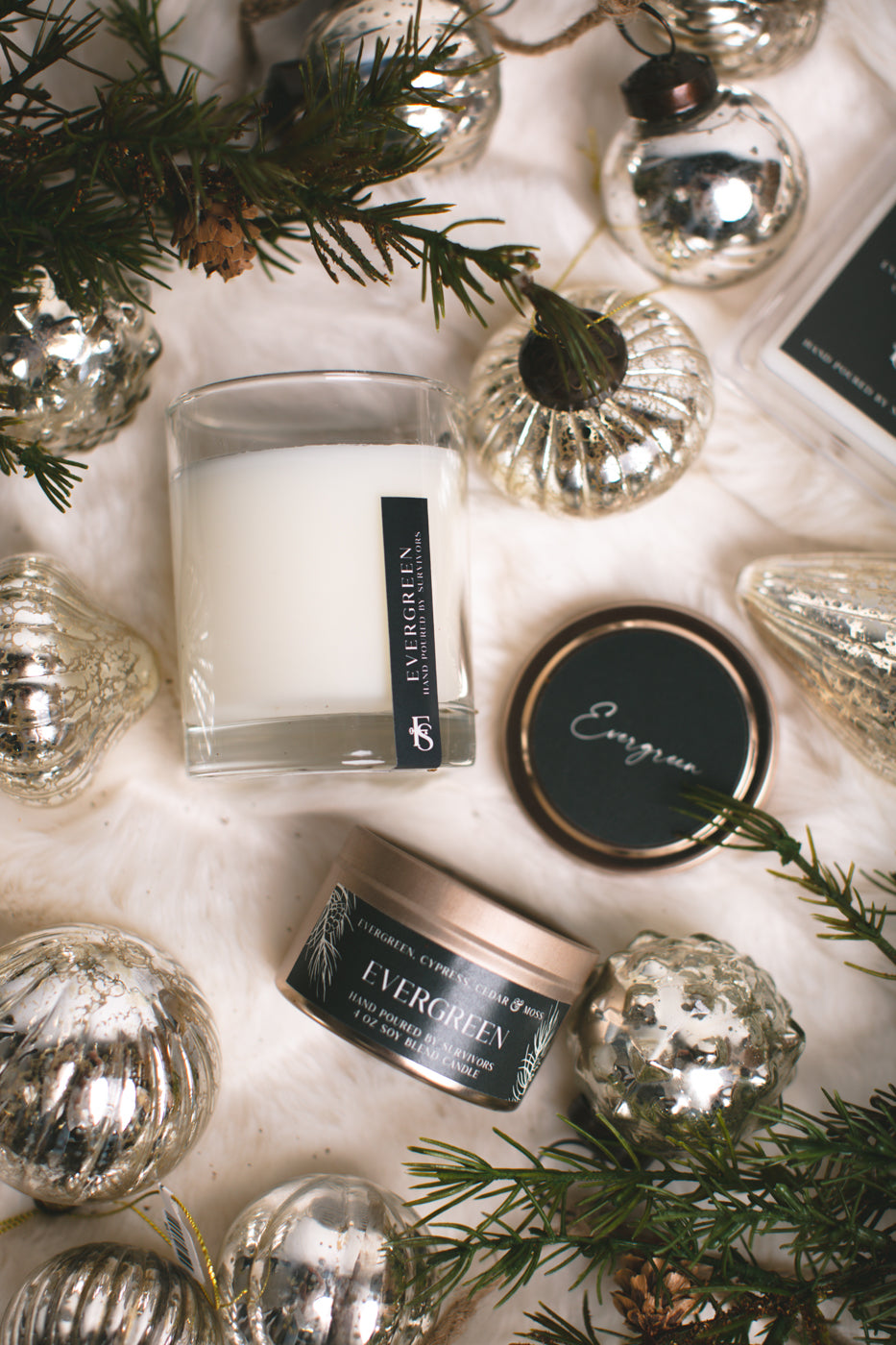 Evergreen Soy Candle | Silver Tin Candle | CALLISTA