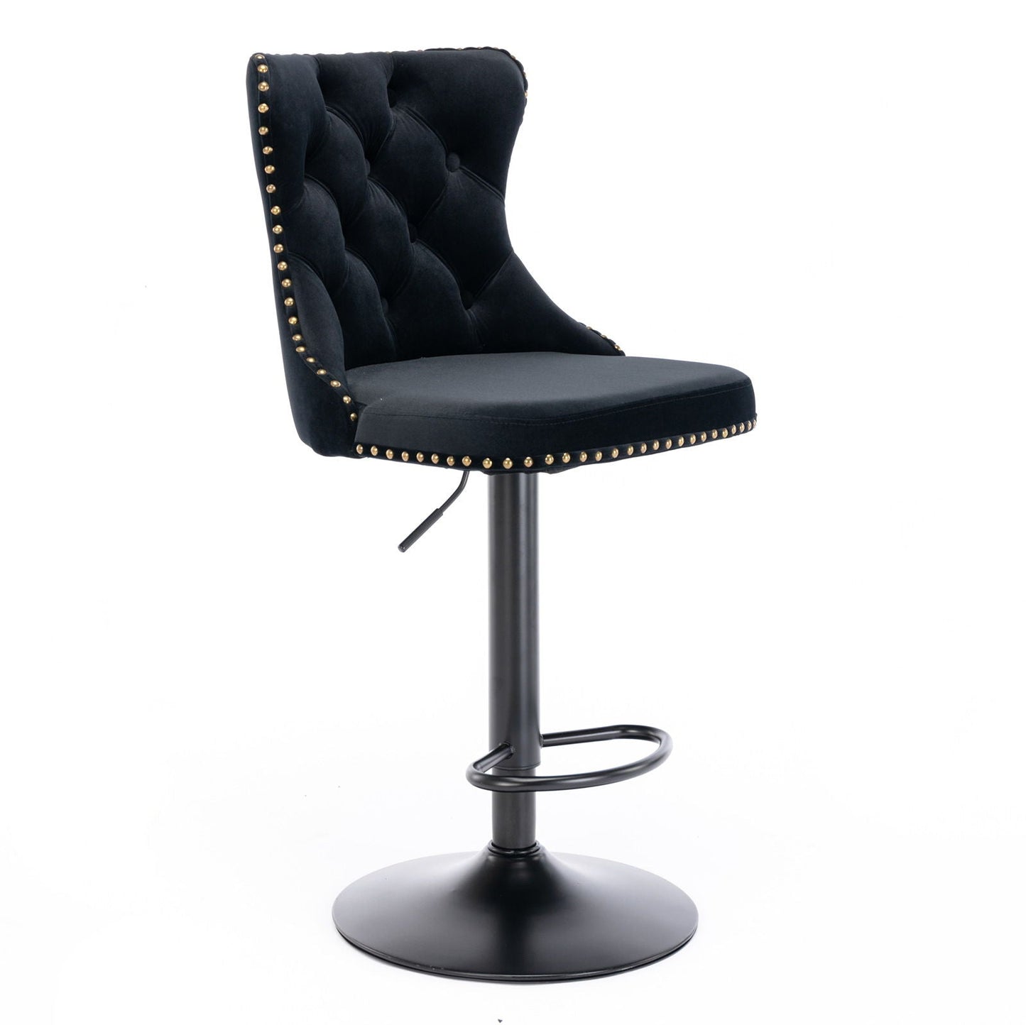 Tufted Velvet Swivel Adjustable Bar Stools (Set of 2)
