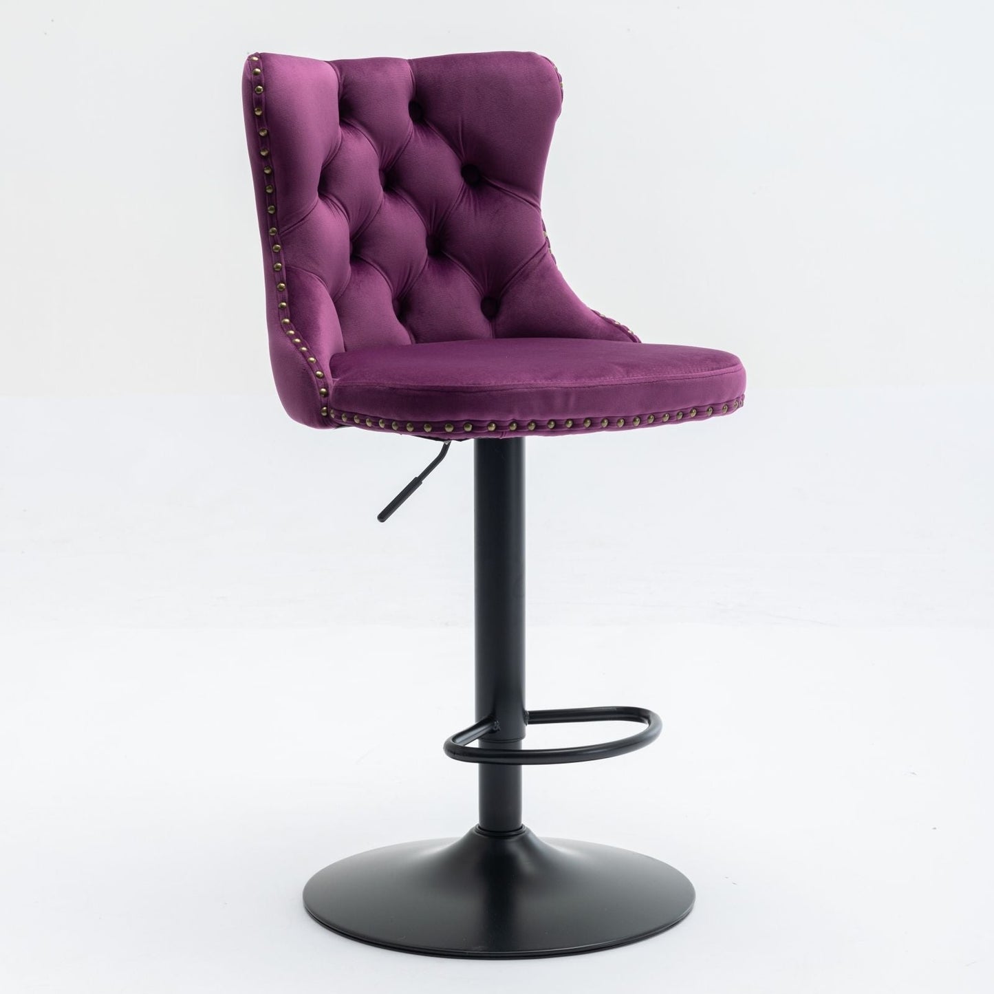 Tufted Velvet Swivel Adjustable Bar Stools (Set of 2)