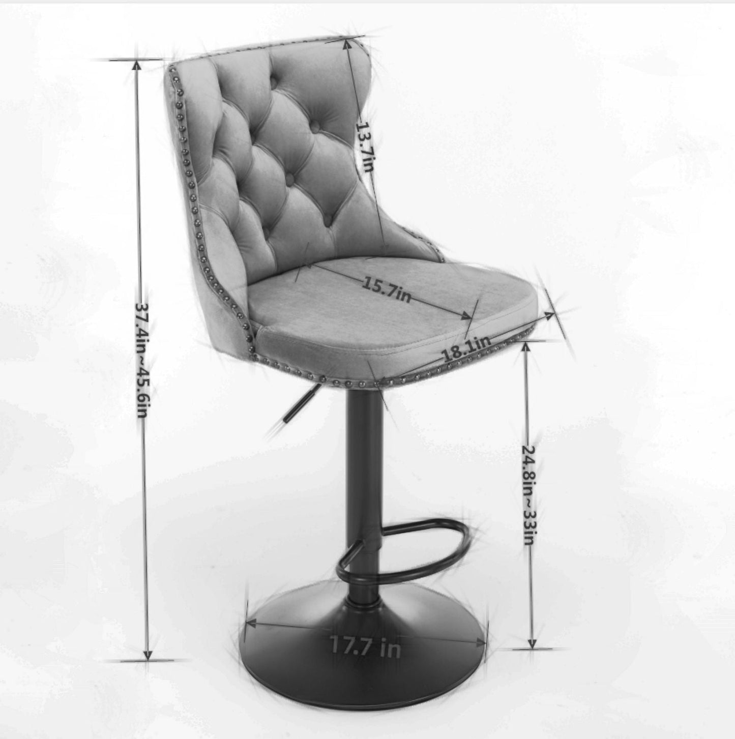 Tufted Velvet Swivel Adjustable Bar Stools (Set of 2)