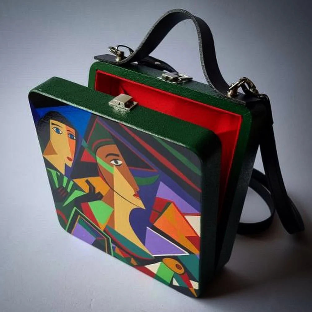 Artistic Green & Black Hand-Painted Women’s Bag | Handmade Original Design