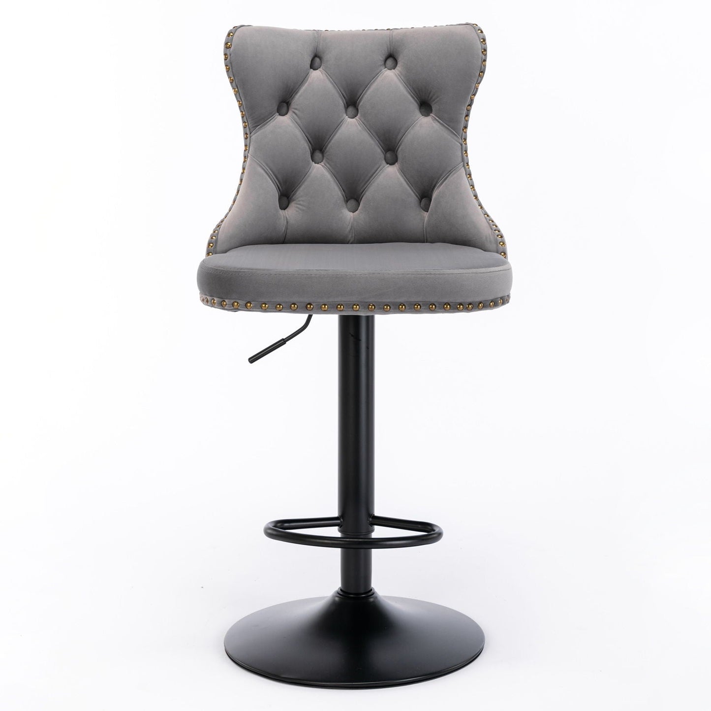 Tufted Velvet Swivel Adjustable Bar Stools (Set of 2)