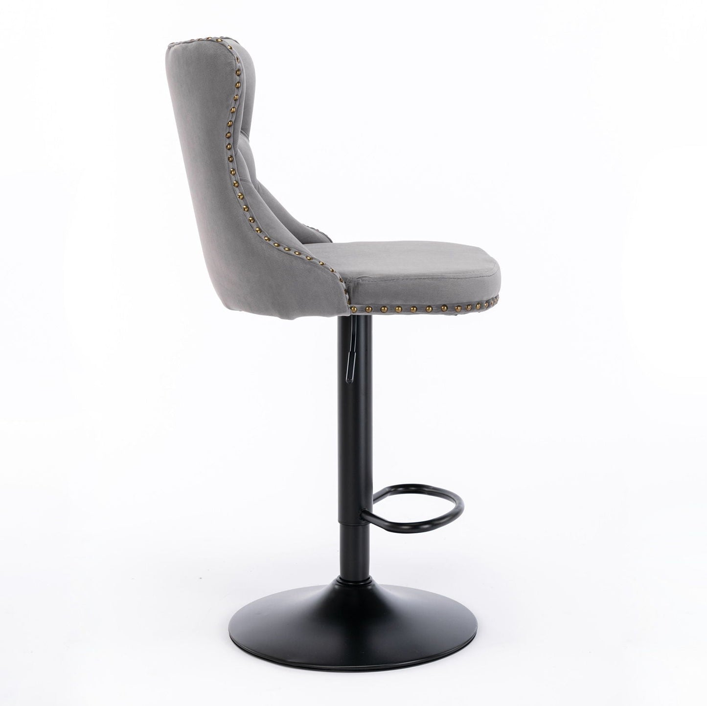 Tufted Velvet Swivel Adjustable Bar Stools (Set of 2)