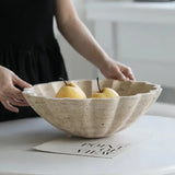 Floral Faux Travertine Decorative Bowl – Handmade Resin Centerpiece