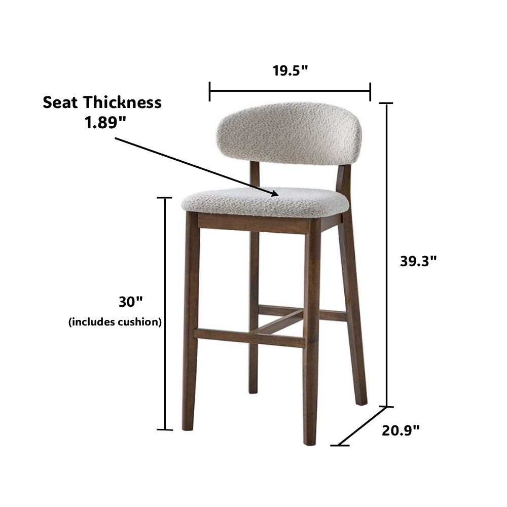 Mid-Century Modern Bar Stools (Set of 2) – 30" Bar Height