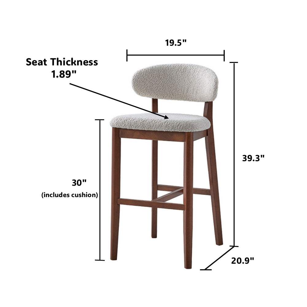 Mid-Century Modern Bar Stools (Set of 2) – 30" Bar Height