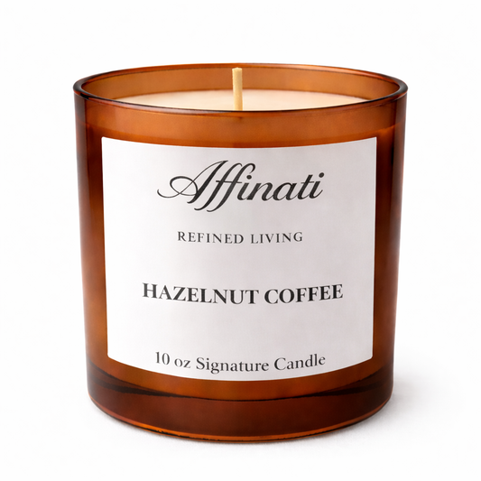 Candle on a white background Coffee Inspired Candles | Hazelnut Coffee Scented Candle Collection | Callista