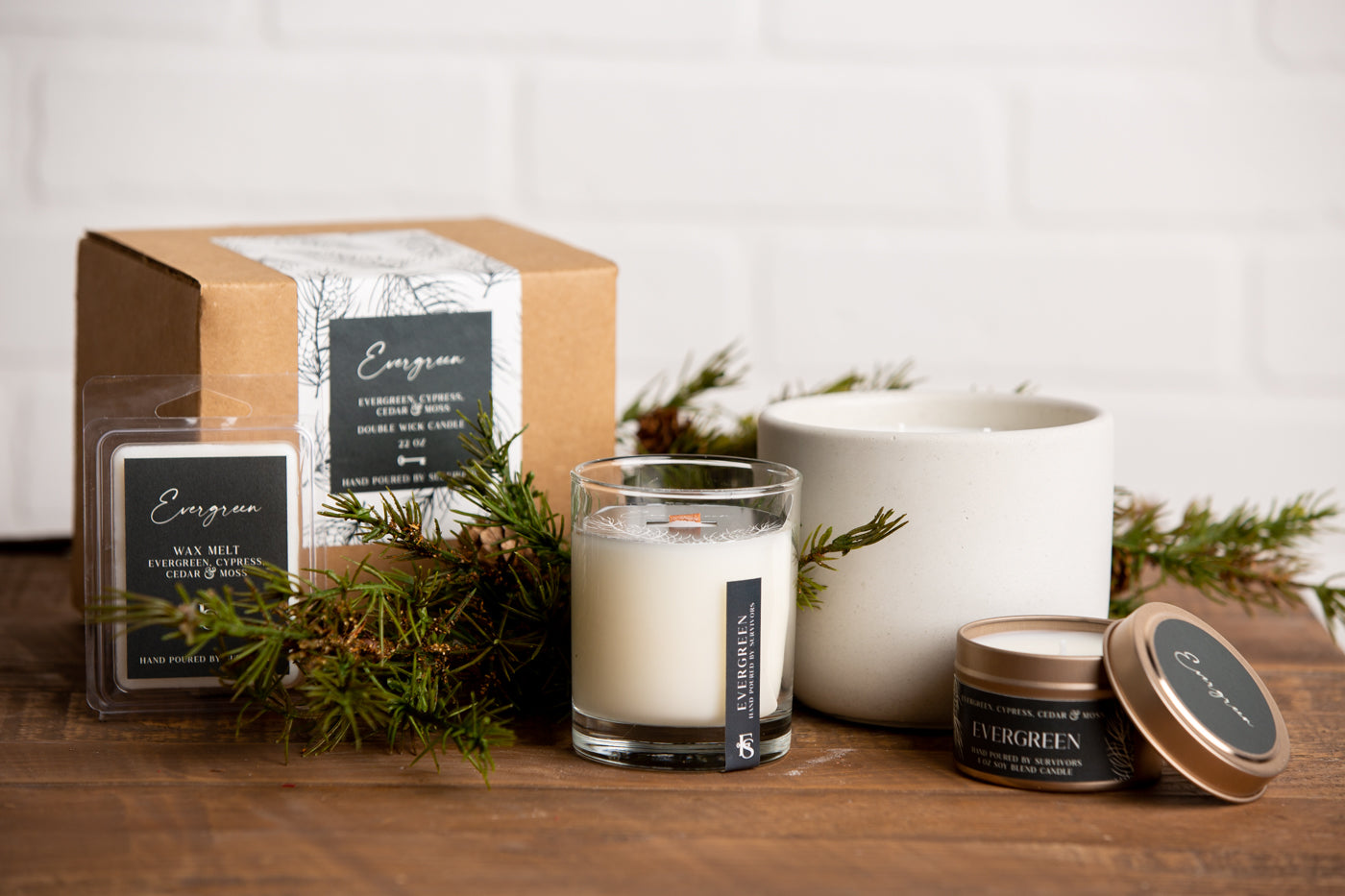 Winter evergreen fragrance candle