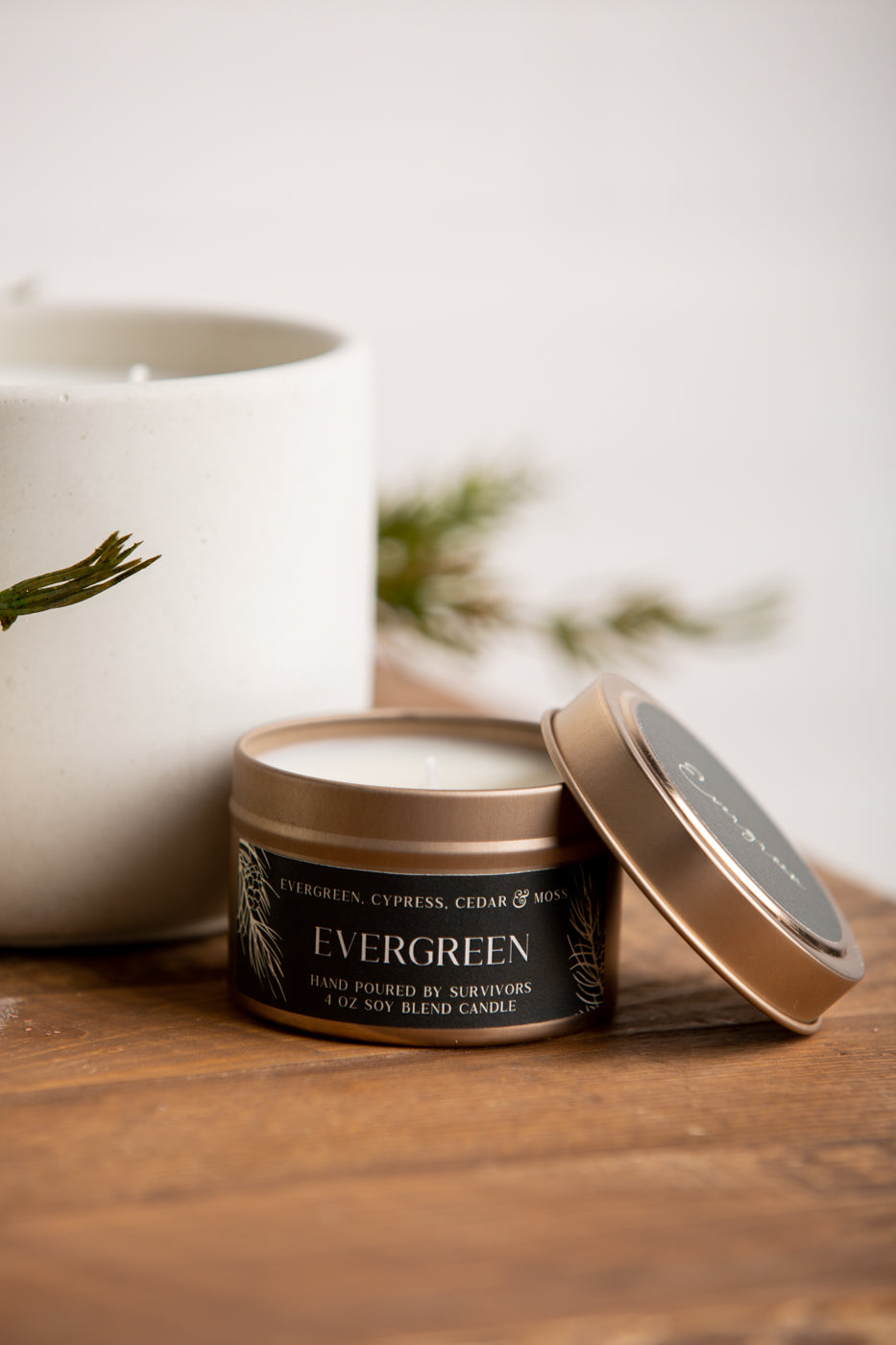 Winter evergreen fragrance candle