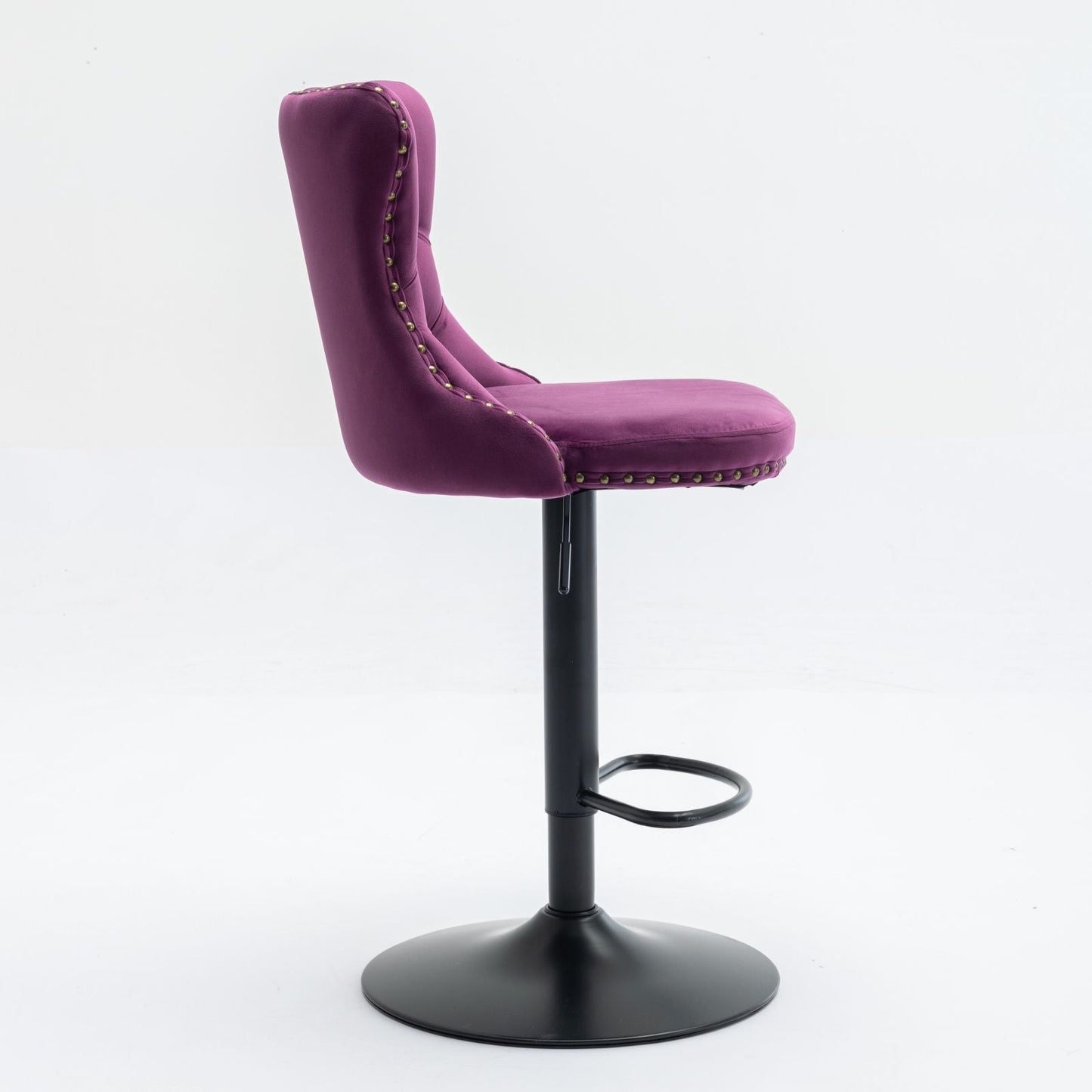 Tufted Velvet Swivel Adjustable Bar Stools (Set of 2)