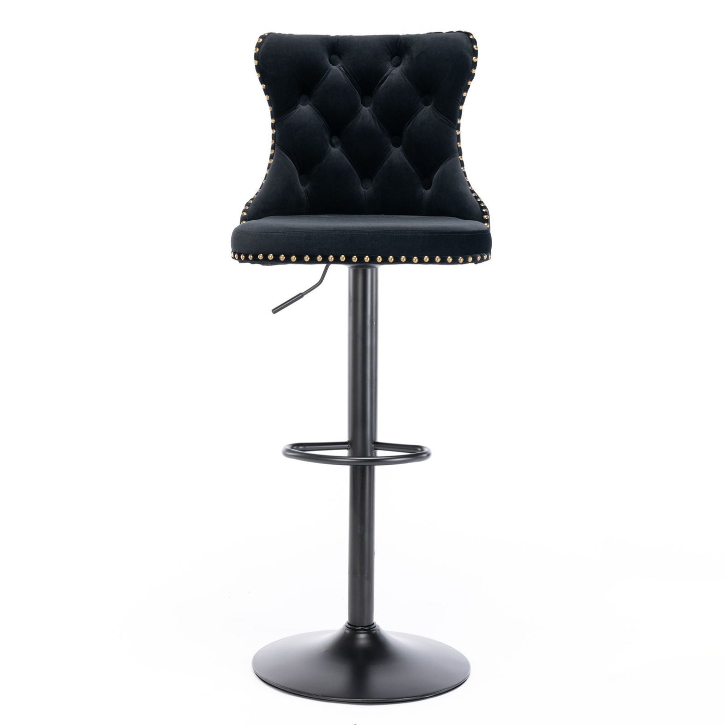 Tufted Velvet Swivel Adjustable Bar Stools (Set of 2)