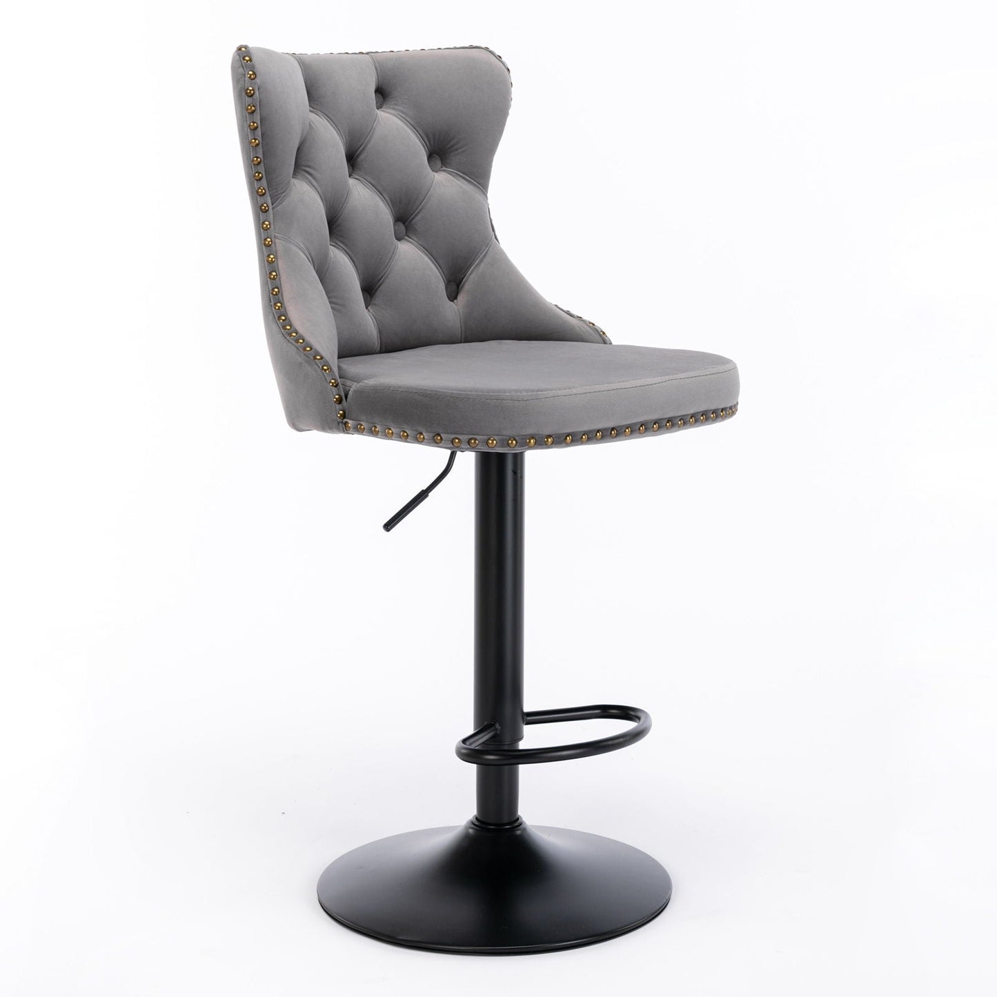 Tufted Velvet Swivel Adjustable Bar Stools (Set of 2)