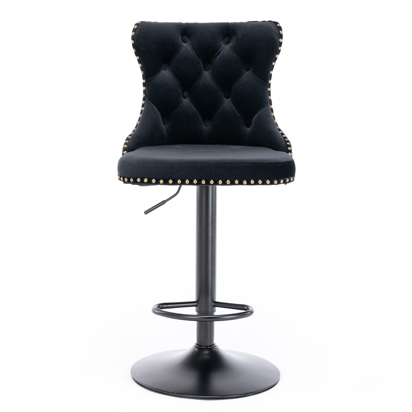 Tufted Velvet Swivel Adjustable Bar Stools (Set of 2)
