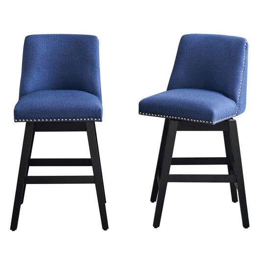 Upholstered Swivel Bar Stools for Kitchen Island (Set of 2)