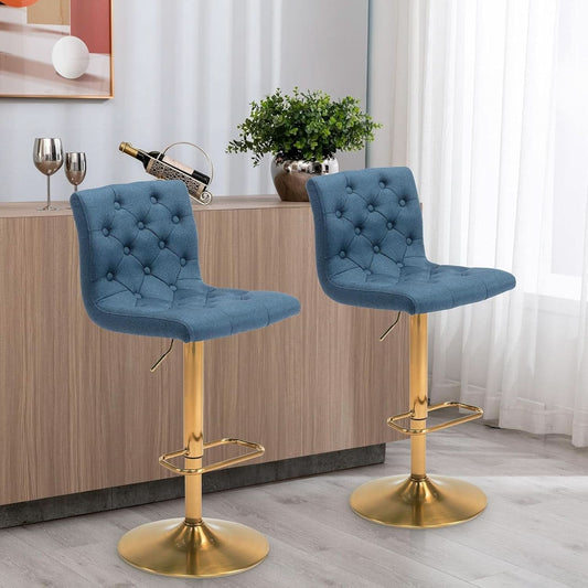 Tufted Swivel Adjustable Bar Stools (Set of 2)